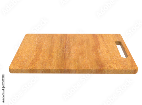Wooden cutting board on a white background, close up