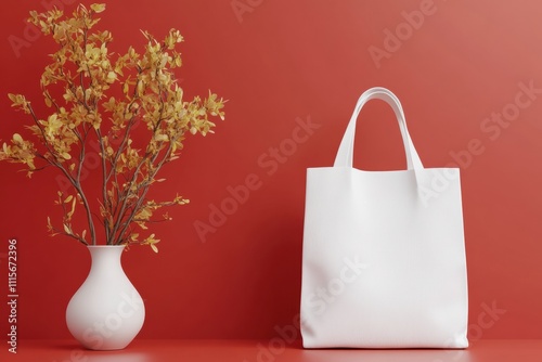 Textile tote bag mockup for shopping.