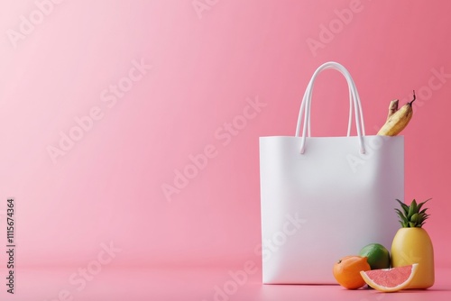 Textile tote bag mockup for shopping.