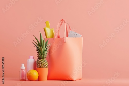 Textile tote bag mockup for shopping.
