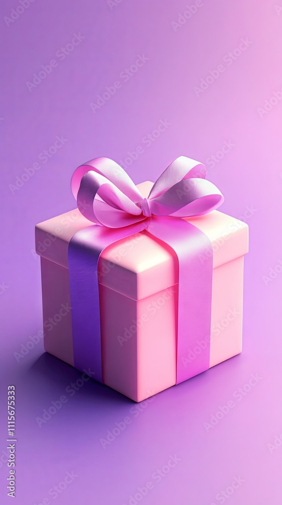 Fototapeta premium Pink Gift Box with Purple Ribbon