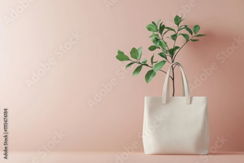 Textile tote bag mockup for shopping.