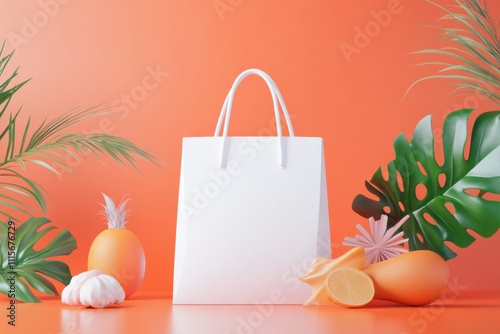 Textile tote bag mockup for shopping.