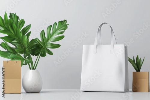 Textile tote bag mockup for shopping.