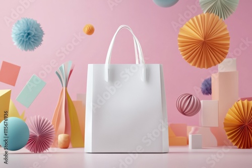Textile tote bag mockup for shopping.