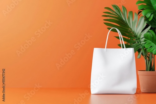 Textile tote bag mockup for shopping.