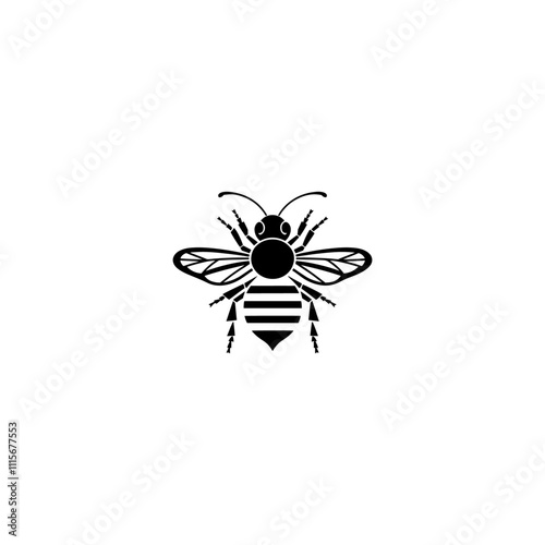 Bee silhouette vector illustration, realistic bee silhouette vector.