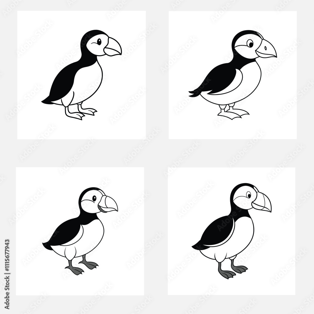 Obraz premium Cartoon puffin vector illustration.
