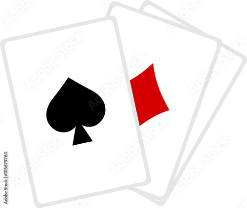 Illustration of Playing Cards Featuring Spades and Hearts