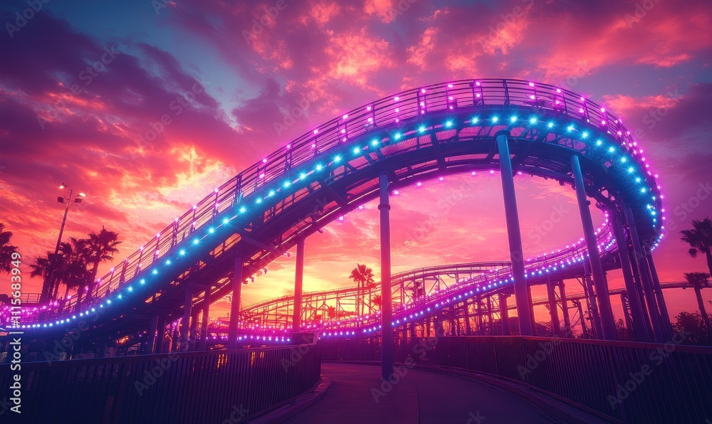 Obraz premium Roller Coaster at Sunset