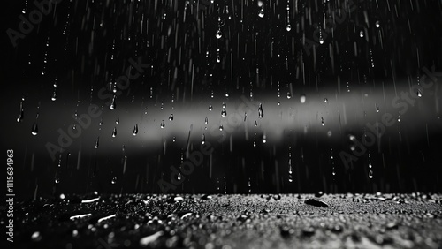 raining rain on black background, for overlay