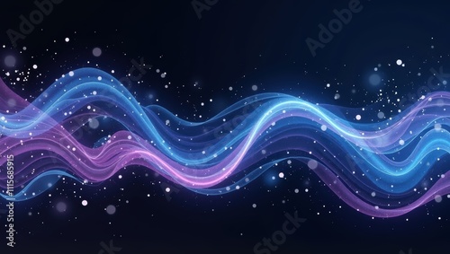 Abstract Glowing Waves with Sparkling Particles - Cosmic Energy Design