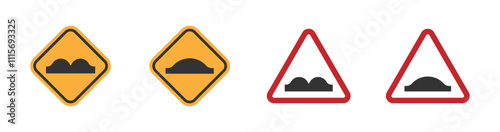 Road hump vector icon designs. Speed bump vector signs set. Speed bump icon set