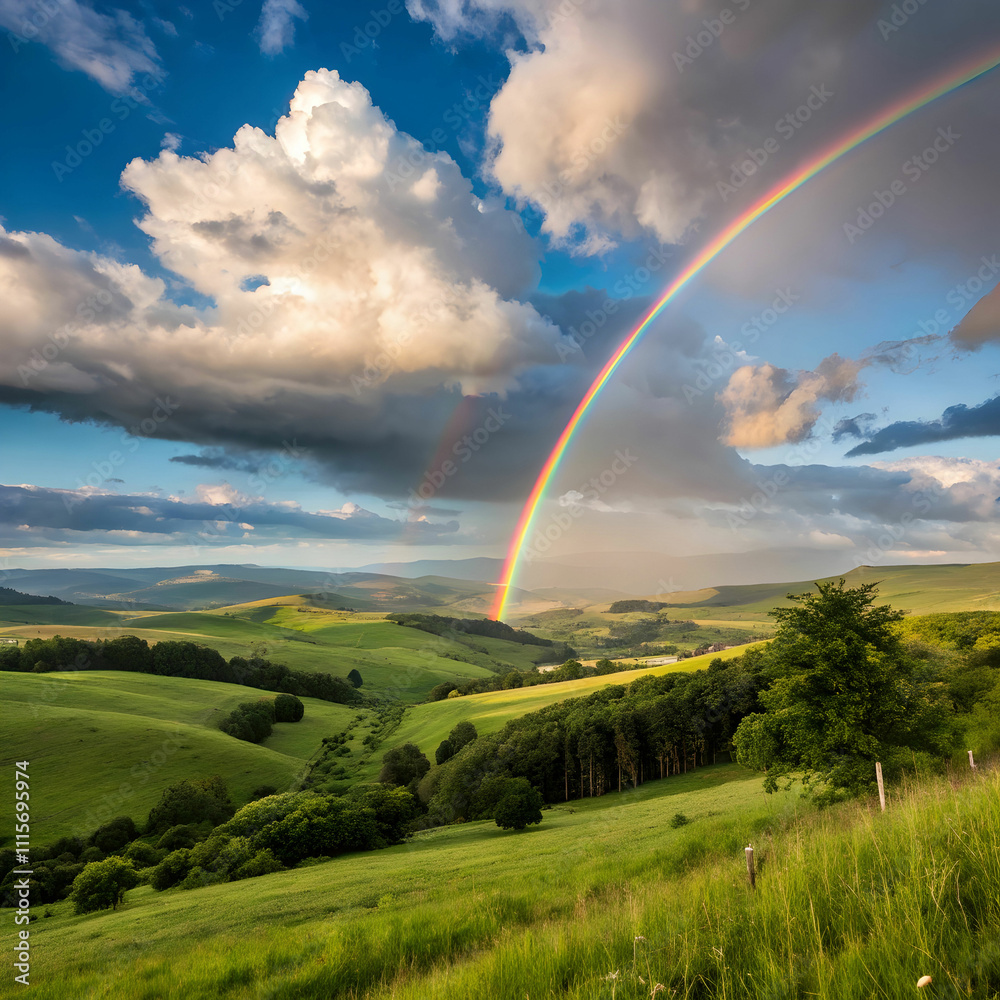 beautiful landscape with rainbow and clouds beautiful landscape with rainbow and clouds