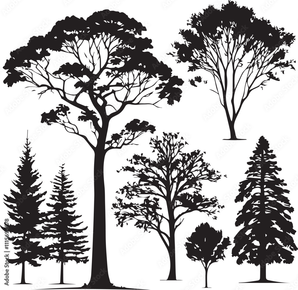 Fototapeta premium set of trees silhouettes