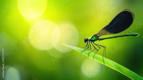 Enchanting Dragonfly in a Vibrant Green Oasis