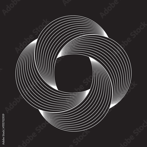Abstract designs isolated on black background. Vector illustration.
