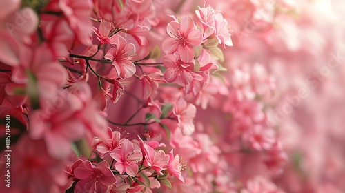 Pink Flowers on Pink wall textured Background, Ai Generative.