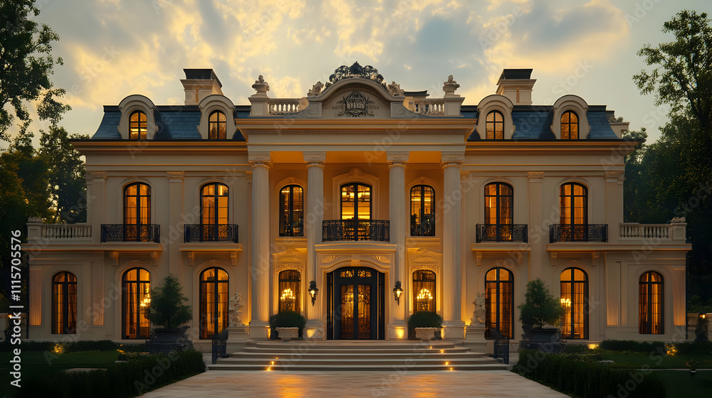 Obraz premium Classic French Manor House Illustration