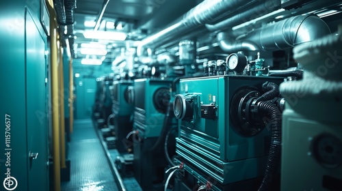 Wallpaper Mural Sharp image of ships diesel generator room in focus Torontodigital.ca