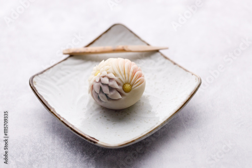 a cup of mathca and japanese confectionery