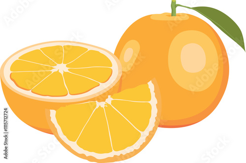 a drawing of a lemon and orange with a green leaf.