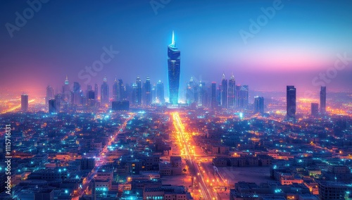 Wallpaper Mural Cityscape of Dubai at Night Torontodigital.ca
