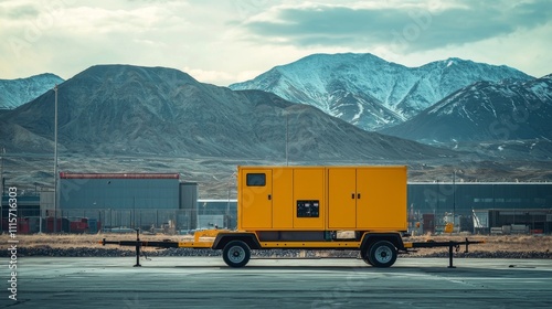 Wallpaper Mural Focused image of mobile generator in industrial area with mountains Torontodigital.ca