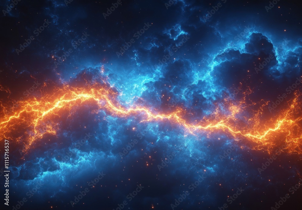 Abstract art of lightning and fire in the sky Abstract art of lightning and fire in the sky