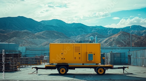 Wallpaper Mural Focused image of mobile generator in industrial area with mountains Torontodigital.ca