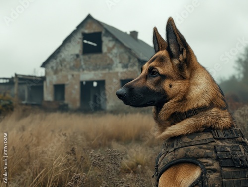 German Shepherd in a War Zone photo