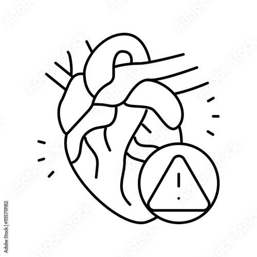 cardiovascular disease obesity overweight line icon vector. cardiovascular disease obesity overweight sign. isolated contour symbol black illustration