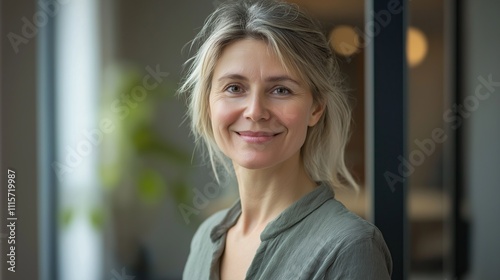 Free Download businesswoman corporate portrait in office, young smiling European mature middle aged manager business woman. Portrait of a businesswoman standing in a modern office. - GFXLoad