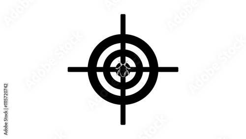 bug in target, black isolated silhouette