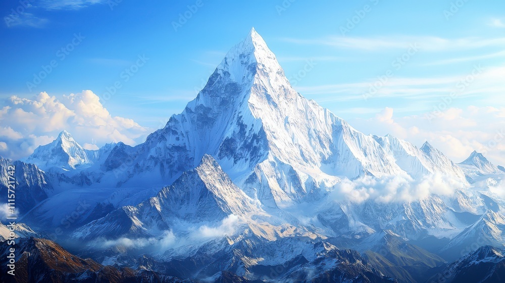 Obraz premium Majestic winter mountain peak snow-capped beauty nature landscape serene environment breathtaking view adventure awaits