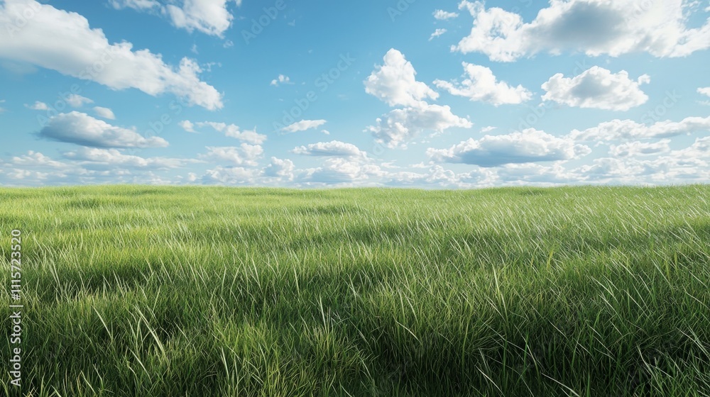 Obraz premium Gentle breeze caresses grassy field nature scene wide open landscape tranquil environment serene viewpoint for relaxation