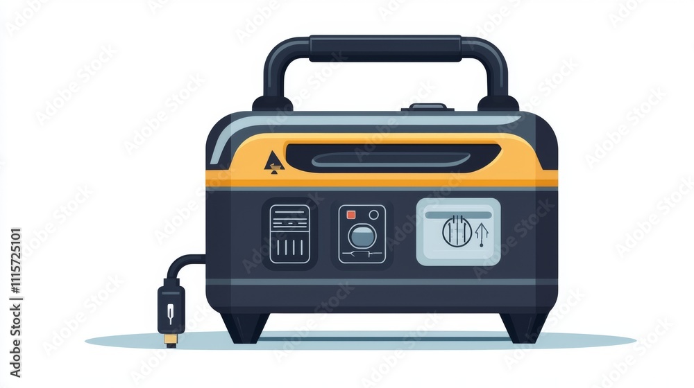 Portable mobile generator icon with handle and plug symbol Portable mobile generator icon with handle and plug symbol