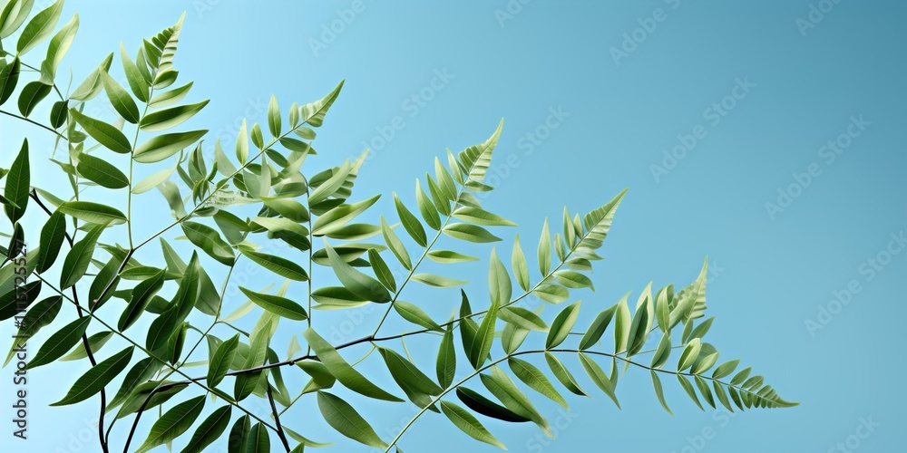 Obraz premium green leaves on blue sky