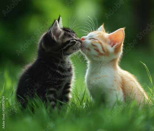 キスをする可愛い猫