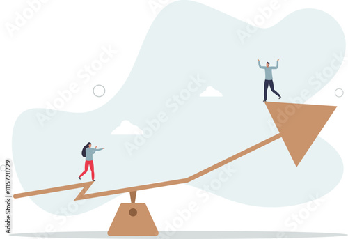 Investment stock market volatility, financial asset value going up and down or profit growth rising up concept.flat characters.