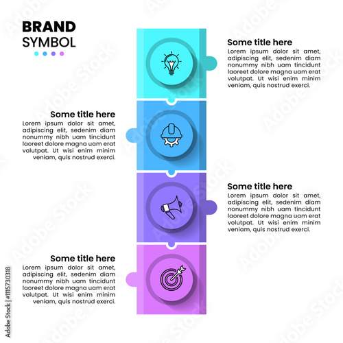 Infographic template. Puzzle pieces with circles and 4 steps