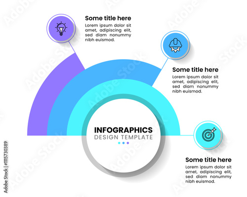 Infographic template. Semicircle with 3 steps and icons