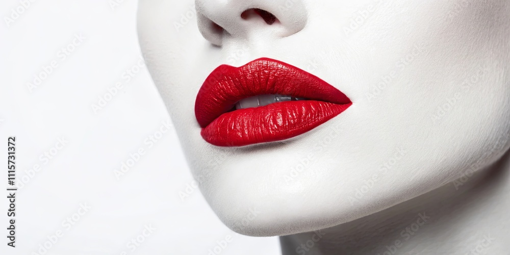Obraz premium A woman's lips are painted red