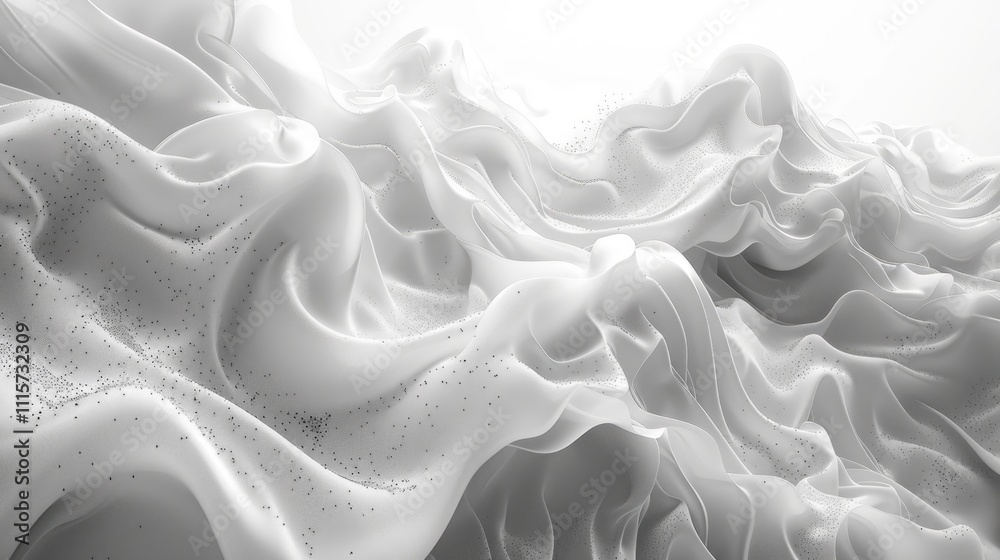 Obraz premium Abstract white flowing fabric texture with subtle gray speckles.