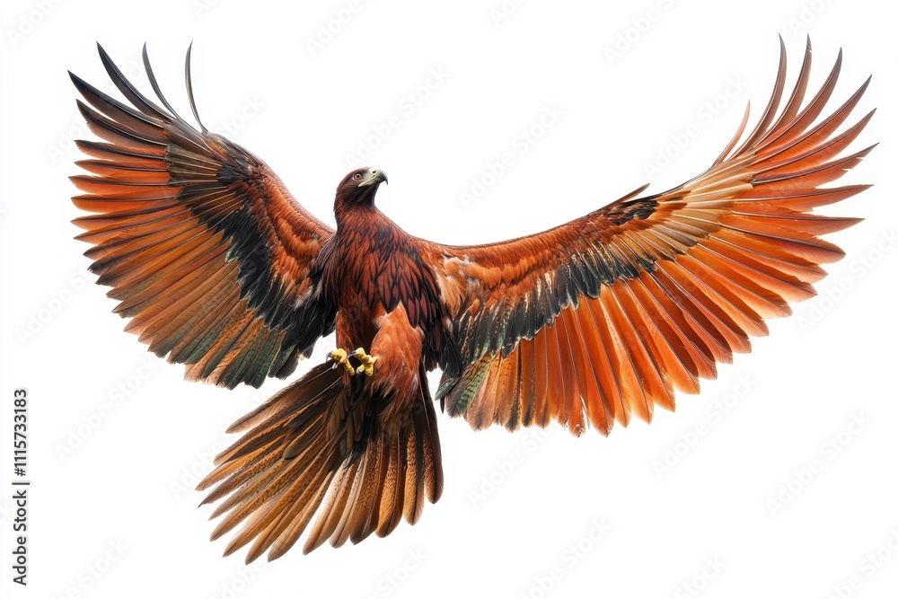 Obraz premium Majestic hawk in flight natural habitat wildlife photography open sky close-up freedom concept, isolated on a white background.