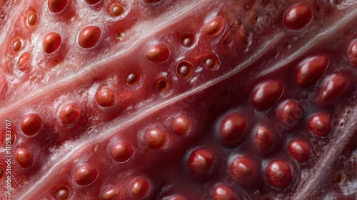 A Close Up View Of A Strawberries Surface Texture