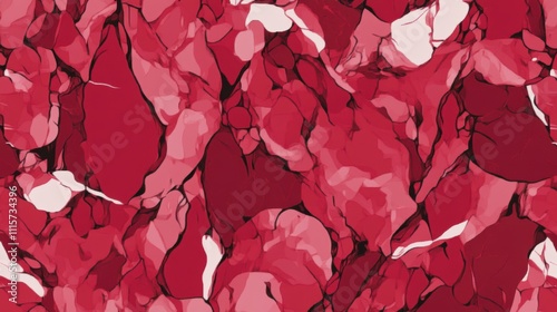 Abstract red and white pattern resembling organic shapes.