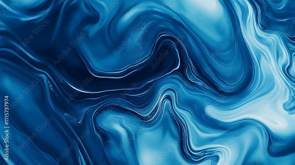 Obraz premium Abstract Blue Swirling Liquid Marble Design