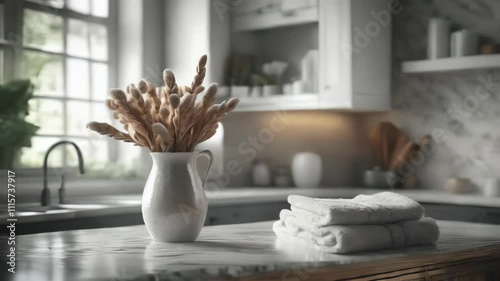 Modern Kitchen with Decorative Vase