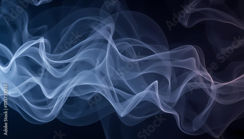 Smoke Waves Flowing Against a Deep Blue Background